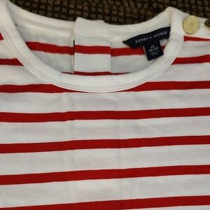 Two Tommy Hilfiger Red and White Striped Short Sleeve shirts  (xsmall)
